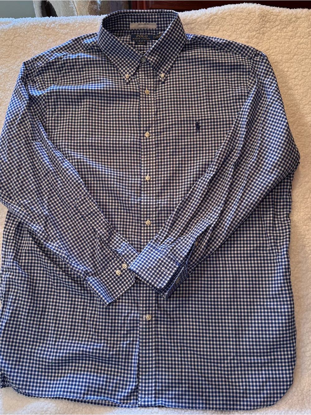 Ralph Lauren Navy and White Gingham Button-Down Shirt